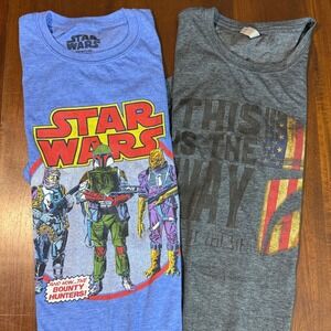 Disney Star Wars Mandalorian Mens Size XL Shirt Bundle Lot 2 Graphic Tees